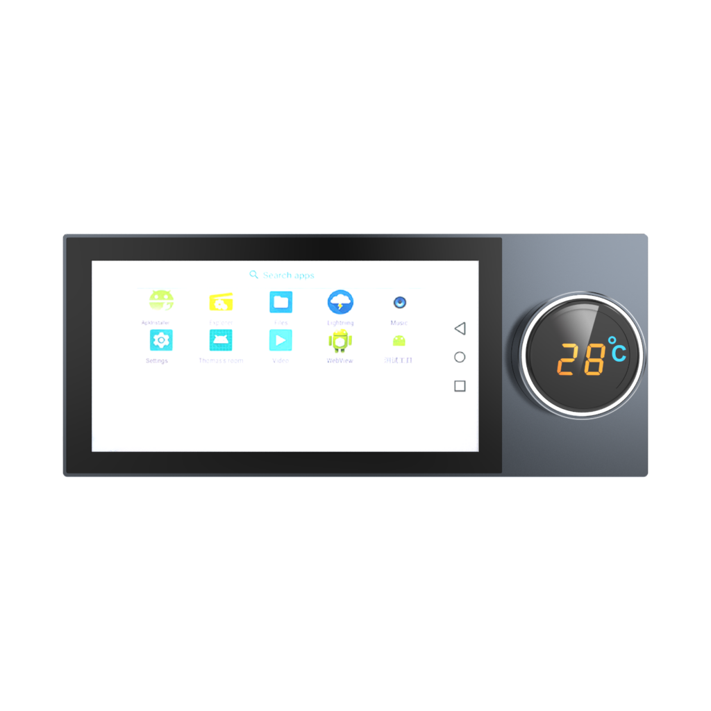 S8 series 6-inch wall-mounted touch panel with rotary knob, shared front view