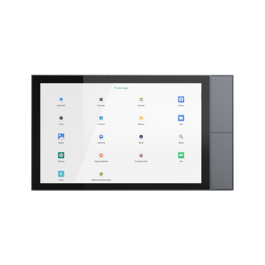 S9 series 10-inch wall-mounted touch panel with side buttons, shared front view